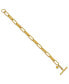 ფოტო #1 პროდუქტის 18k Yellow Gold Textured Solid Oval Link Chain Bracelet