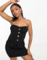 Morgan bandeau knitted peplum hem top in black