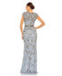 ფოტო #3 პროდუქტის Women's Embellished Illusion Cap Sleeve Column Gown