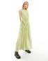 ASOS DESIGN ruched sleeveless maxi dress in sage linen Salbei, 34 - фото #2