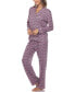 ფოტო #3 პროდუქტის Women's 2 Piece Long Sleeve Heart Print Pajama Set
