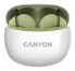 Фото #6 товара Canyon Kompiuterio kolon?l?s Canyon TWS-5 Bluetooth headset, with microphone, BT V5.3 JL 6983D4, Frequence Response:20Hz-20kHz, battery EarBud 40mAh*2+Charging Case 500mAh, type-C kabelio ilgis 0.24m, Size: 58.5*52.91*25.5mm, 0.036kg, Žalias