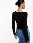 Фото #4 товара ASOS DESIGN crew neck sheer jumper with contrast tipping in black