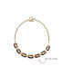 ფოტო #2 პროდუქტის Fashion Golden Brown Oval Link Faux Tortoise Shell Collar Necklace For Women Teen Gold Plated Stainless Steel Chain Toggle Clasp