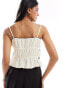 Miss Selfridge crinkle contrast tie front cami top in ivory Бежевый, 36 - фото #4