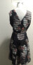 Фото #3 товара AX Paris Women's Printed Scoop Neck V Back Mesh Fit Flare Dress Black Multi 12