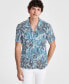 Men's Max Zebra Stripe Short-Sleeve Camp Shirt, Created for Macy's