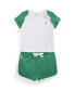 ფოტო #2 პროდუქტის Baby Girls Ribbed Cotton T-shirt and Shorts Set