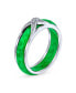 Фото #2 товара Pave CZ Accent Criss Cross Cubic Zirconia X Kiss Dyed Green Jade Band Ring For Women For .925 Sterling Silver