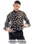 Фото #1 товара ASOS DESIGN relaxed sheer shirt in large polka dots with tie neck in black