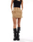 Фото #1 товара COLLUSION ripstop mini skirt with branding print in camel