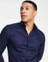 Jack & Jones Premium slim fit shirt in navy Синий, XL - Chest 112cm - фото #2