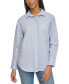 Фото #1 товара Women's Cotton Striped Boyfriend-Fit Shirt