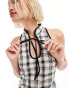 COLLUSION check mini dress with keyhole detail in mono check