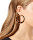 Фото #3 товара Gold-Tone Large Tortoise-Look Hoop Earrings, 2.12"