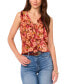 ფოტო #1 პროდუქტის Women's Floral-Print Ruffled-Neck Top