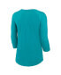 ფოტო #2 პროდუქტის Women's Aqua Miami Dolphins Raglan 3/4 Sleeve T-Shirt