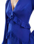 Pretty Lavish long sleeve ruffle maxi dress in cobalt blue