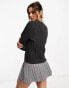 Object knitted rib v neck jumper in dark grey