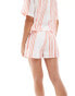 JDY high waist short co-ord in white & pink stripe