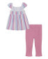 ფოტო #2 პროდუქტის Toddler Girls Woven Striped Empire Tunic and Ribbed Capri Leggings, 2 Piece Set
