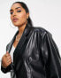 Фото #3 товара ASOS DESIGN Curve oversized leather look dad blazer in black