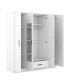 4-Door Mirror Wardrobe with shelves, White