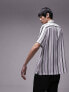 Topman short sleeve relaxed stripe revere shirt in white and navy