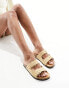 Glamorous double strap footbed sandals in taupe