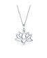 ფოტო #1 პროდუქტის Lotus Flower Blossom Cut Out Pendant Necklace For Women For Girlfriend For Yogi .925 Sterling Silver With Chain
