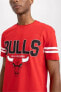 Фото #6 товара Fit Nba Chicago Bulls Standart Fit Bisiklet Yaka Kısa Kollu %100 Pamuk Tişört A1995ax23sm