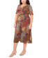 Plus Size Printed V-Neck Button-Front Jersey Dress Spice 620, 3X - фото #3