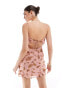 Фото #3 товара ASOS DESIGN corset bias mini dress with lace insert in vintage pink floral print