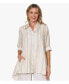 Фото #1 товара Women's Striped Linen Long Sleeve Collared V-Neck True Form Shirt