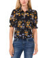 ფოტო #1 პროდუქტის Women's Puffed Short-Sleeve Button-Down Blouse