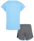 ფოტო #2 პროდუქტის Little Girls Dri-FIT All Day Short Sleeve Tee and Shorts Set