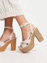 Фото #1 товара South Beach straw chunky heel sandal in cream
