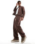 ASOS DESIGN smart co-ord pinstripe wide leg cargo trouser in brown Коричневый, S - W32 - фото #1