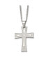 ფოტო #1 პროდუქტის Brushed and Polished Cross Pendant on a Cable Chain Necklace