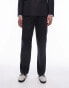 Topman premium straight high waisted relaxed wool rich tux suit trousers in black