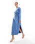 Фото #1 товара ASOS DESIGN washed twill midi dress with circle side detail in denim blue acid wash