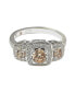 Фото #2 товара Suzy Levian Sterling Silver Cubic Zirconia Brown Three Stones Halo Ring