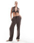 Фото #1 товара 4th & Reckless tie front beach trouser co-ord in brown