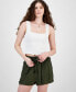 ფოტო #3 პროდუქტის Juniors' Smock-Waist Drawstring Shorts