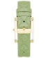 ფოტო #3 პროდუქტის Women's Three Hand Quartz Rectangular Gold-Tone Alloy and Green Genuine Leather Strap Watch, 32mm