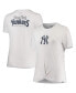 Women's White New York Yankees Plus Size 2-Hit Front Knot T-shirt