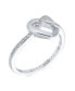 ფოტო #3 პროდუქტის Romantic Danity Delicate CZ Accent Cubic Zirconia Twisting Intertwined Bands Promise Heart Ring For Women .925 Sterling Silver