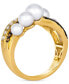 ფოტო #2 პროდუქტის Vanilla Pearls (4-7mm) & Diamond (3/8 ct. t.w.) Crossover Statement Ring in 14k Gold