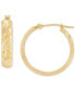 ფოტო #1 პროდუქტის Textured & Polished Small Hoop Earrings in 14k Gold, 20mm