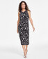 Фото #1 товара Women's Printed Twist-Front Midi Dress, Created for Macy's